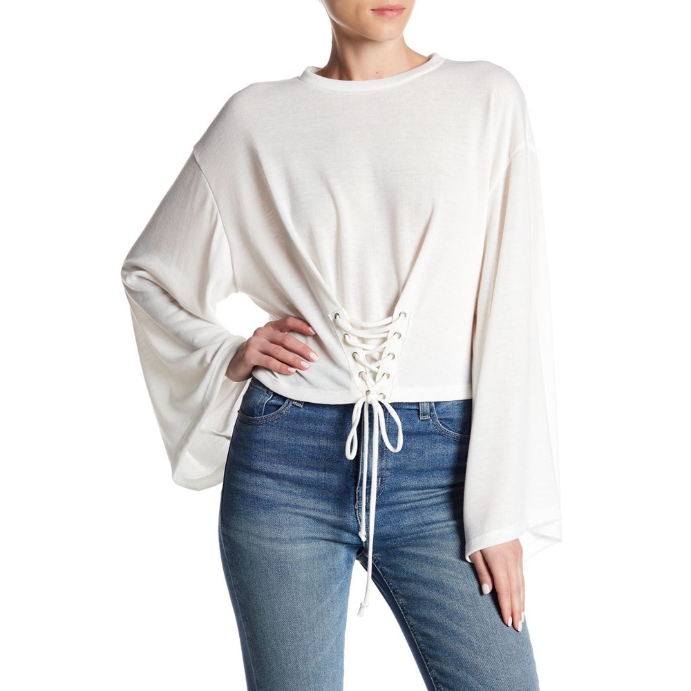 LUSH Bell Sleeve Corset Sweater NWOT Nordstrom
